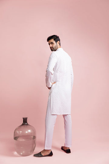 PEARL WHITE CHIKANKARI KURTA